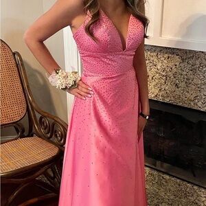 Pink Rhinestone Embellished Dress